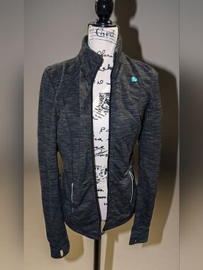 Tangerine Heathered Charcoal Zip-Up Jacket